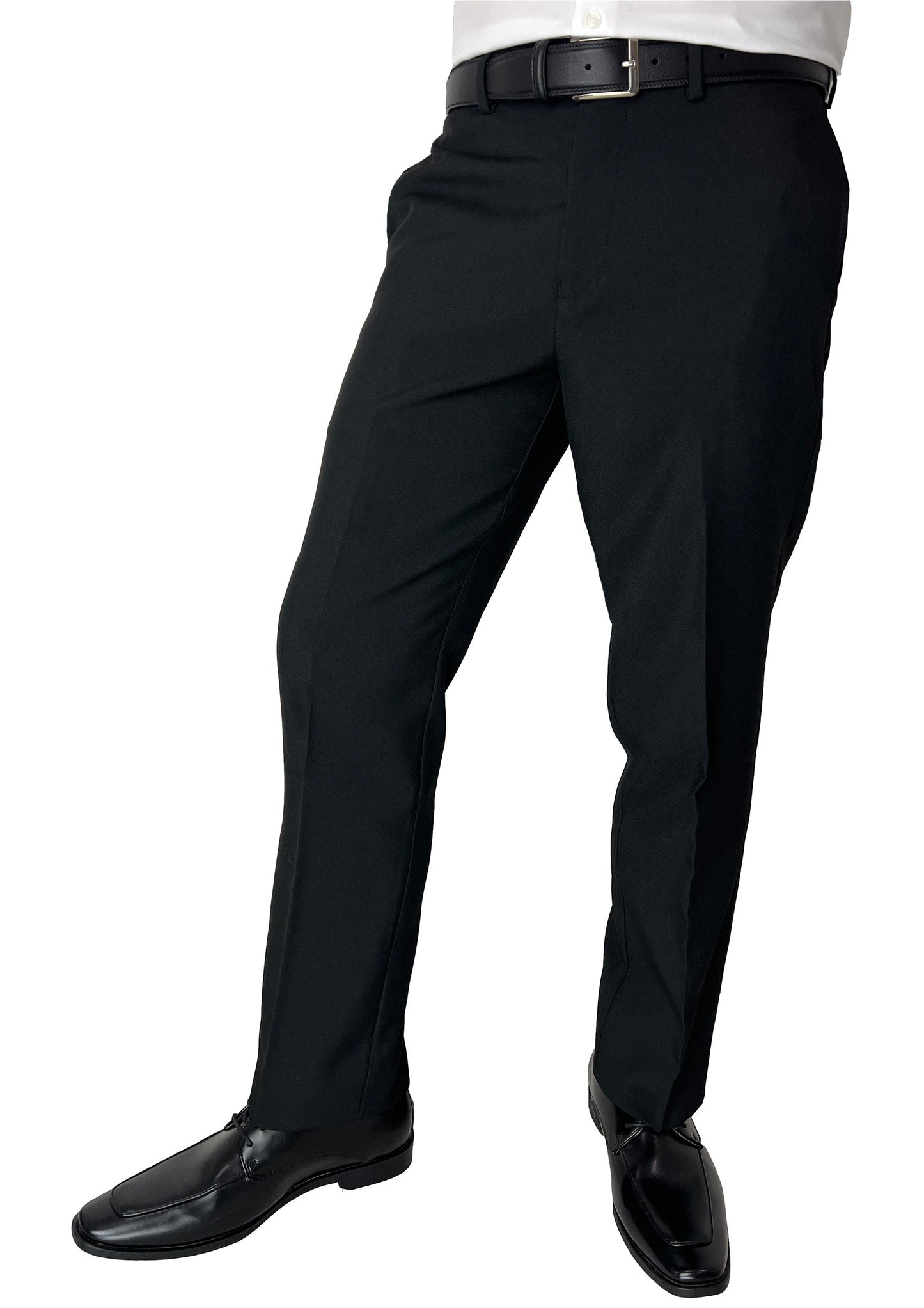 Sir Gregory Men's Fitted Flat Front Dress Pants with Expandable Waistband