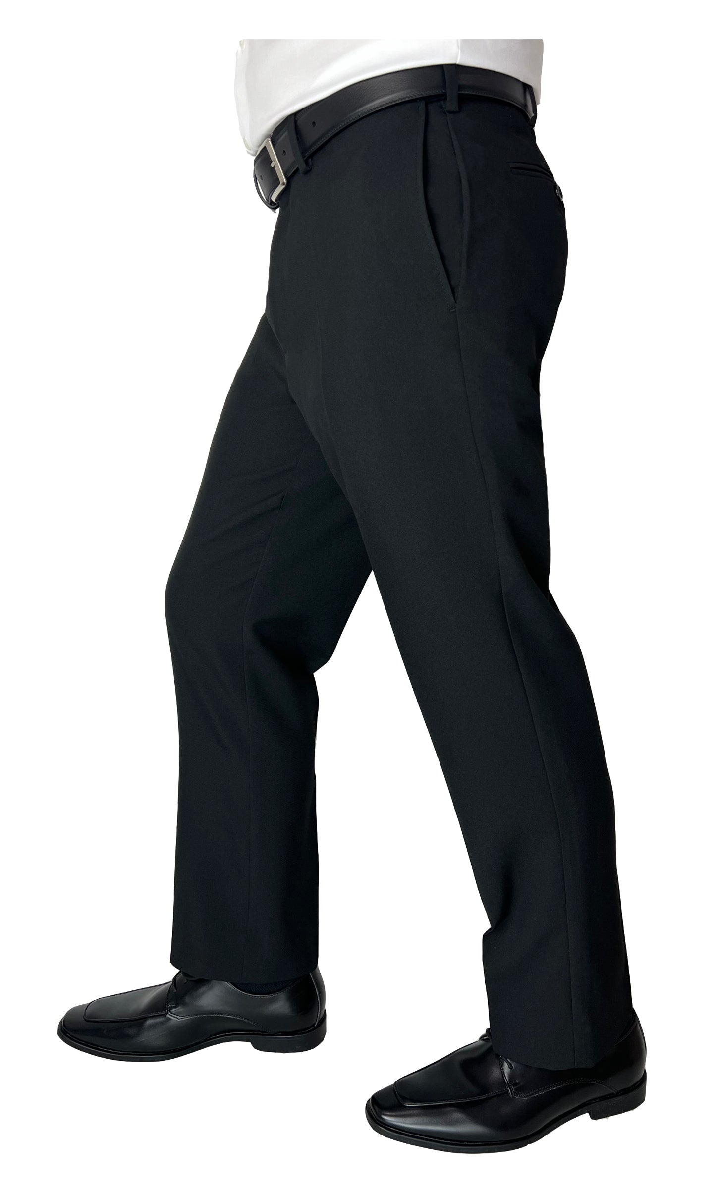 Sir Gregory Men's Fitted Flat Front Dress Pants with Expandable Waistband