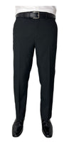 Sir Gregory Men's Fitted Flat Front Dress Pants in Black with Expandable Waistband