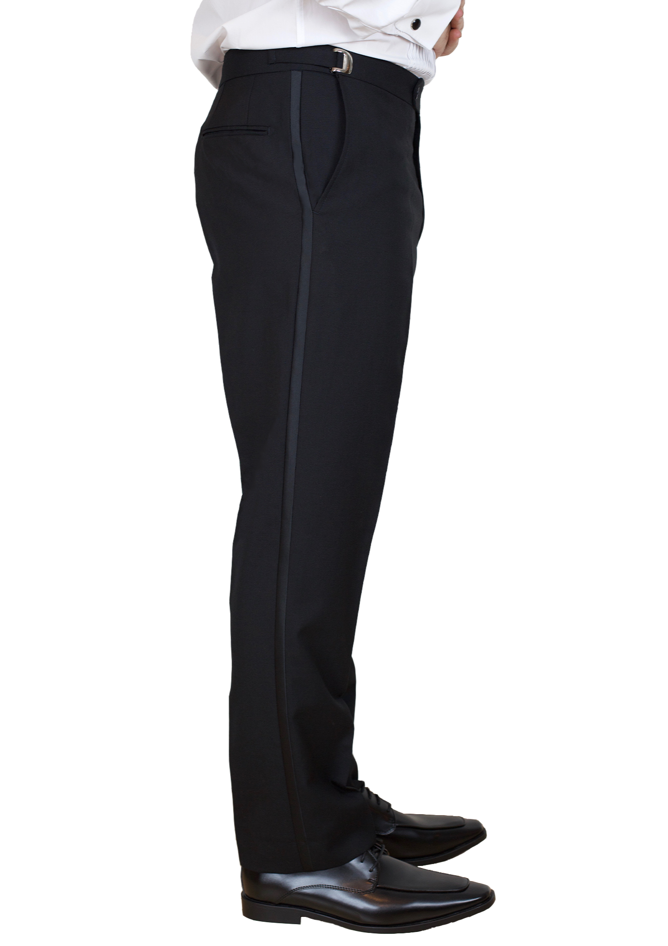 Sir Gregory Men's Fitted Flat Front Tuxedo Pants Formal Satin Stripe Trousers with Adjustable Waistband