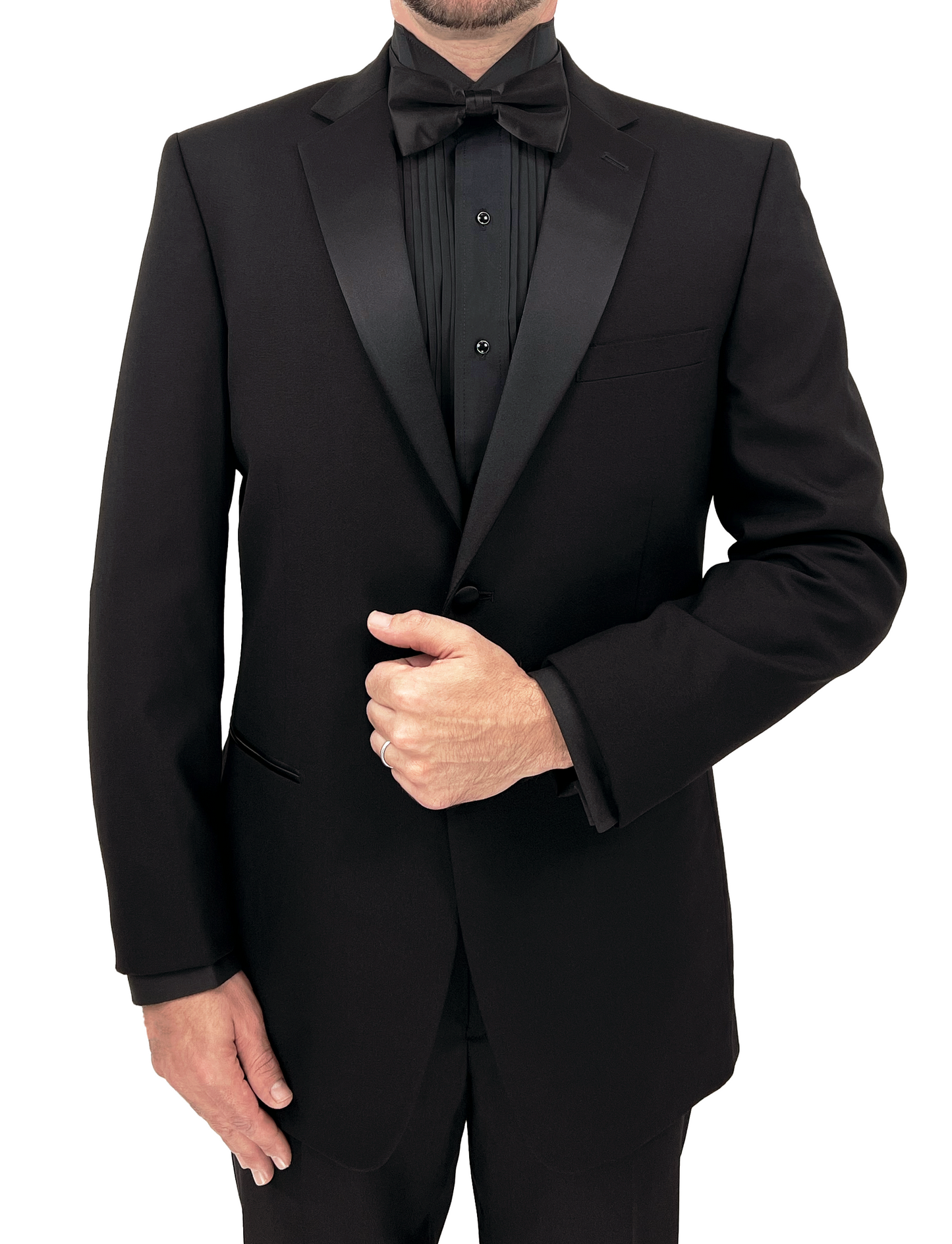 Sir Gregory's Fitted Wool Tuxedo Jacket (Separates) Two-Button Tux Blazer with Satin Notch Lapel
