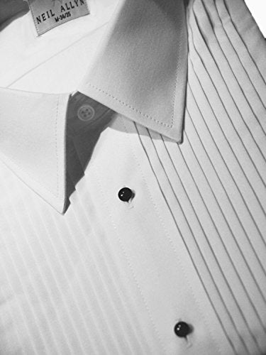 Neil Allyn Slim Fit Laydown Collar Tuxedo Shirt in a Polycotton Blend with 1/4" Pleats and Barrel Cuffs