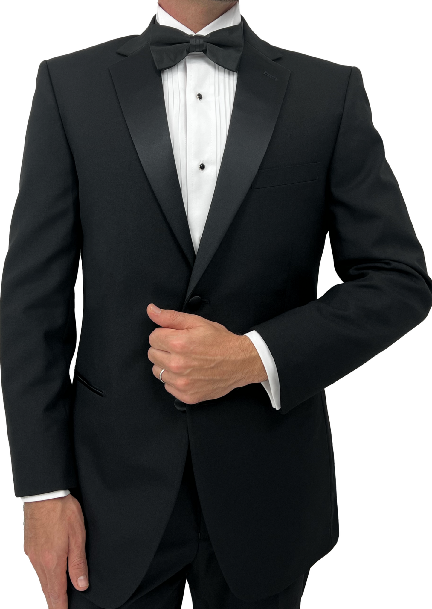 Sir Gregory's Fitted Wool Tuxedo Jacket (Separates) Two-Button Tux Blazer with Satin Notch Lapel