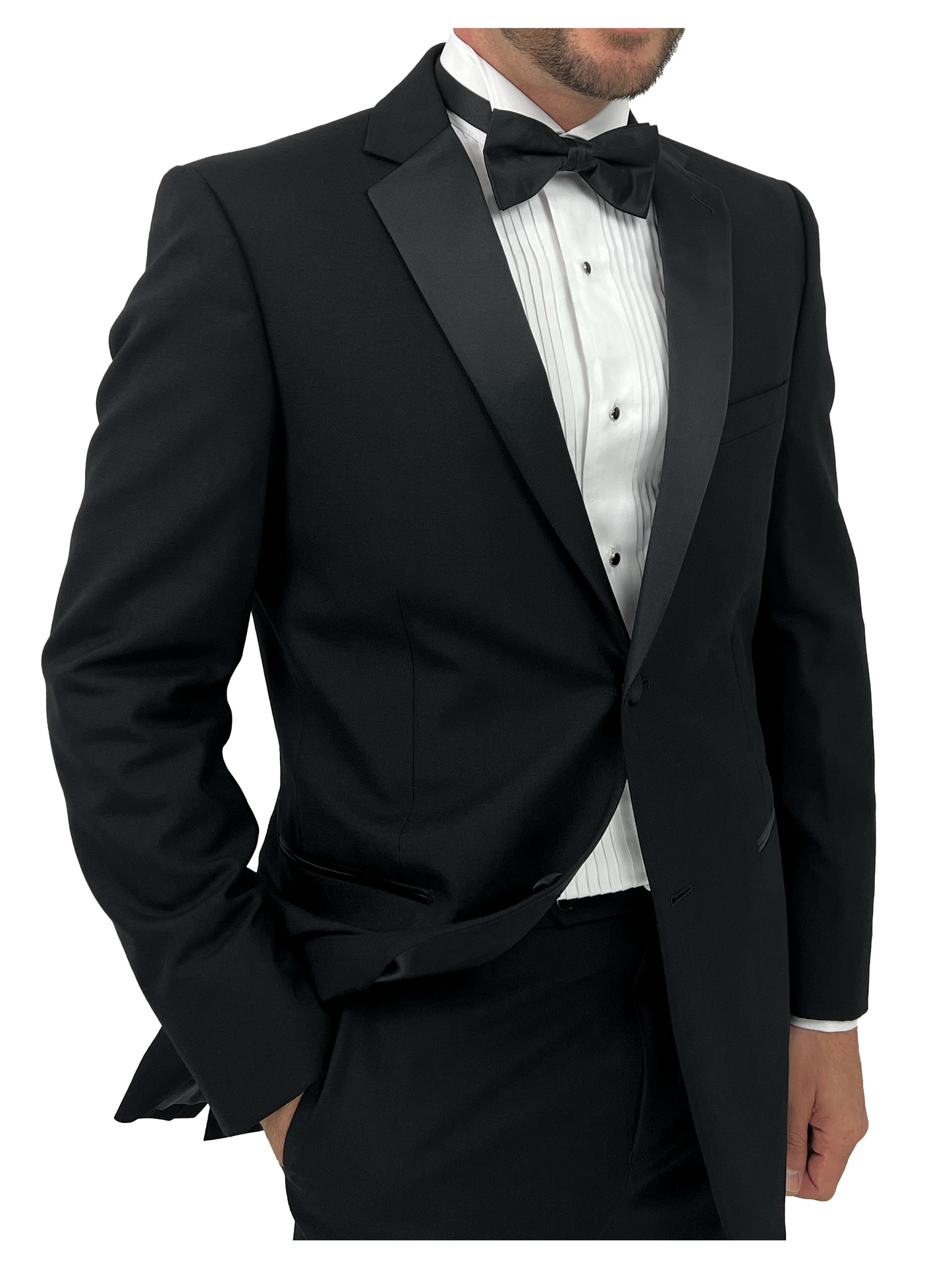 Sir Gregory's Fitted Wool Tuxedo Jacket (Separates) Two-Button Tux Blazer with Satin Notch Lapel