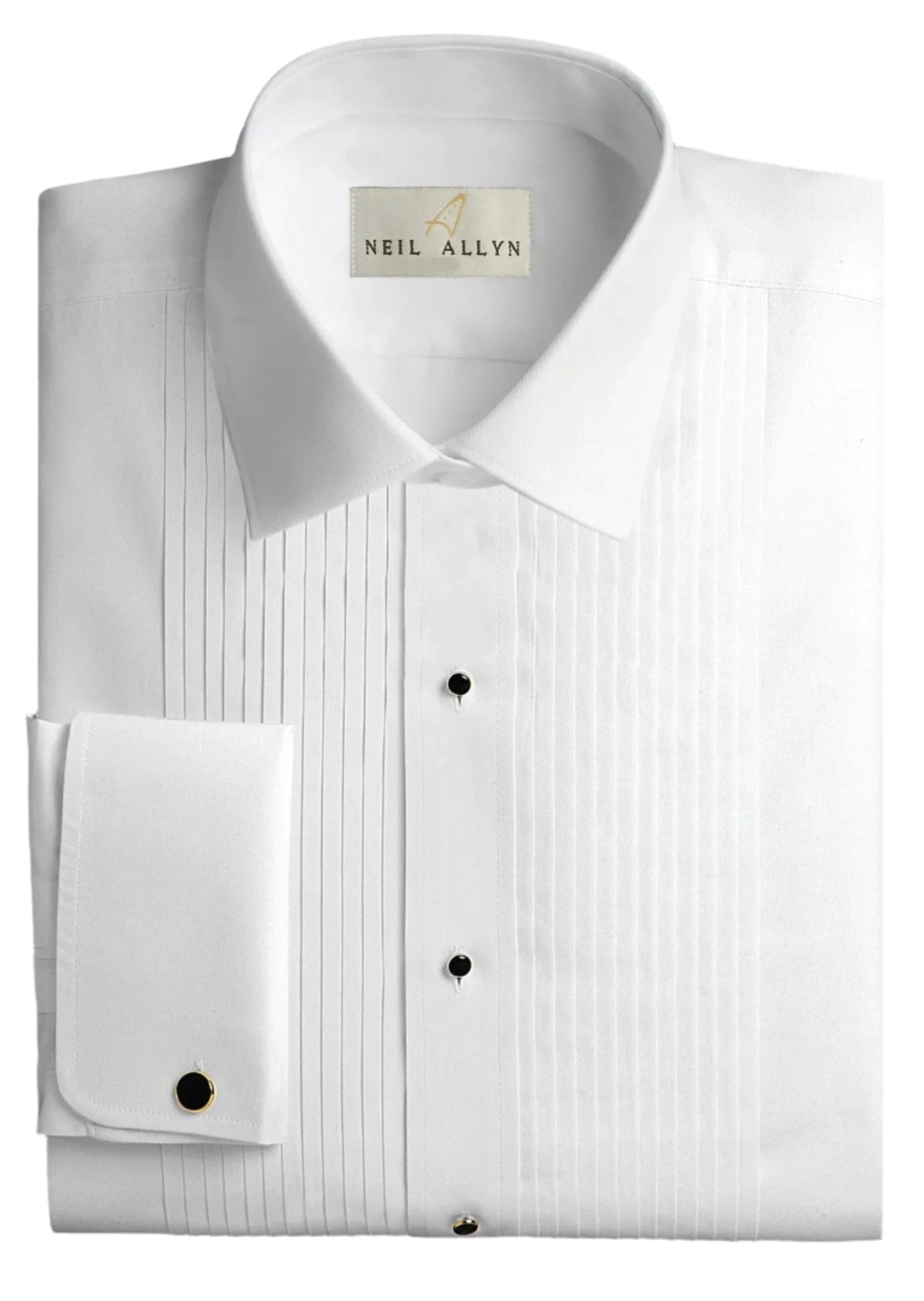 (New Without Tags) Neil Allyn Slim Fit Tuxedo Shirt 100% Cotton Laydown Collar with 1/4" Pleats and French Cuffs