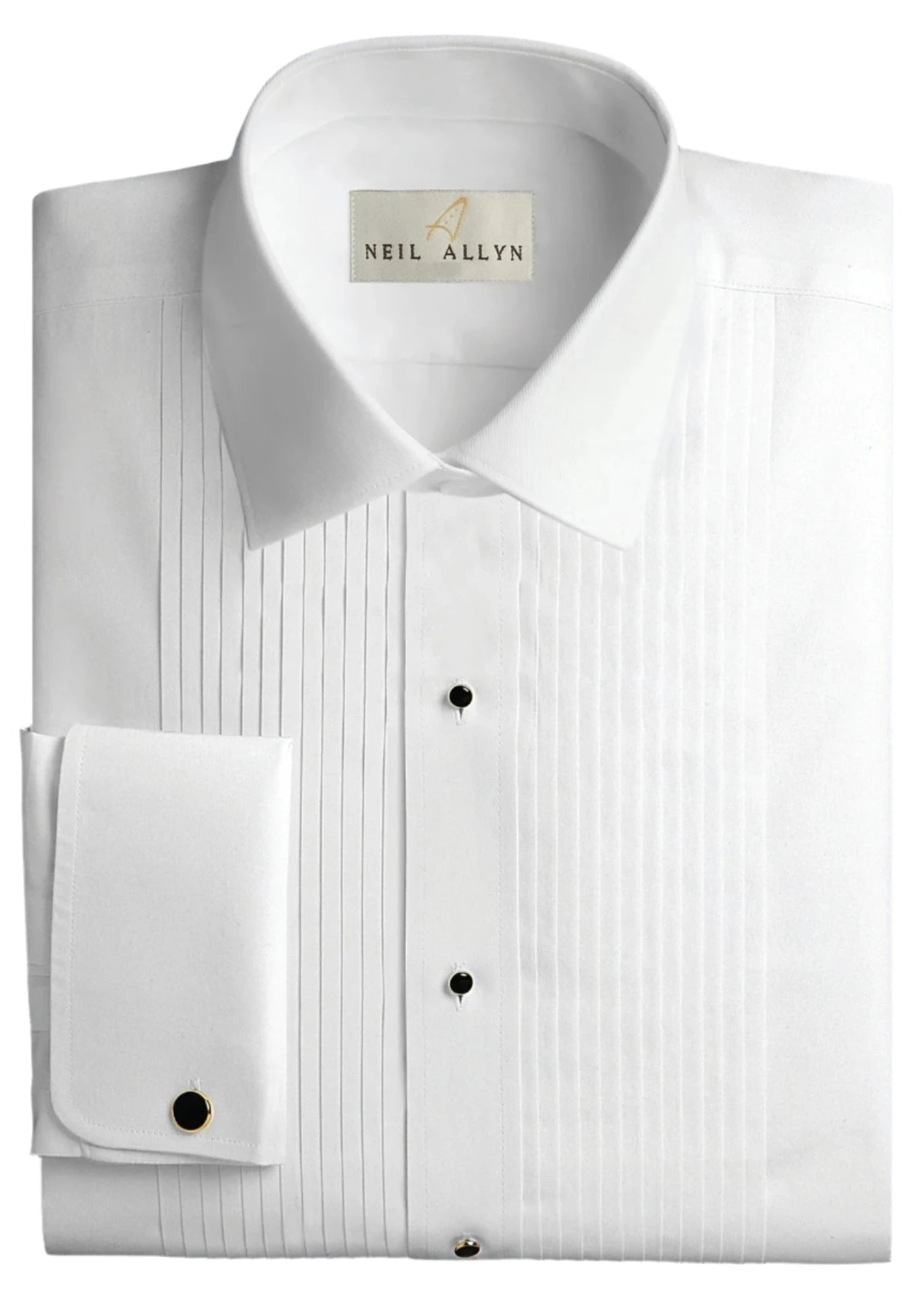 (New Without Tags) Neil Allyn Regular Fit Tuxedo Shirt 100% Cotton Laydown Collar with 1/4" Pleats and French Cuffs