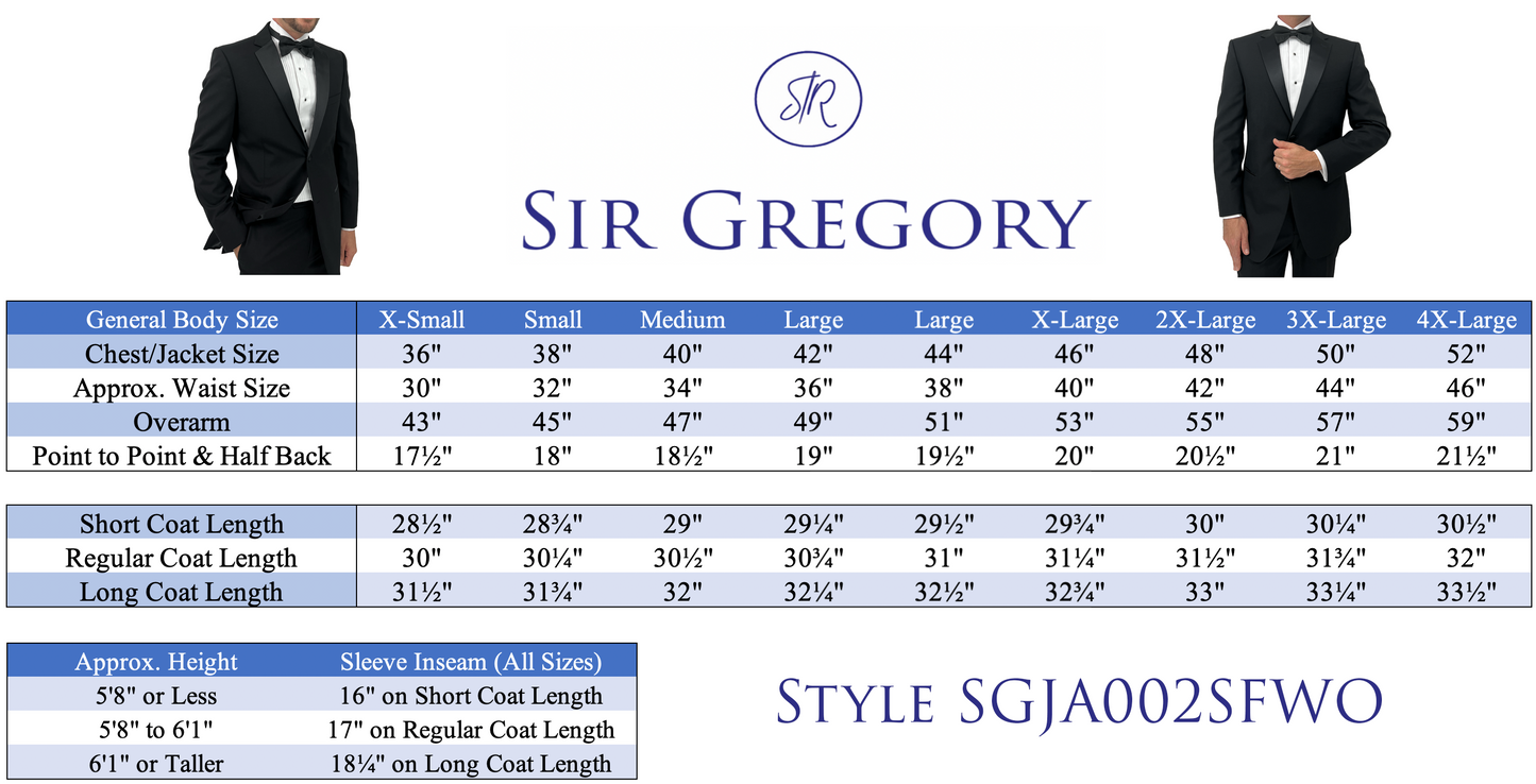 Sir Gregory's Fitted Wool Tuxedo Jacket (Separates) Two-Button Tux Blazer with Satin Notch Lapel