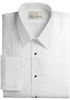 Neil Allyn Regular Fit Laydown Collar Tuxedo Shirt in a Polycotton Blend with 1/4" Pleats and Barrel Cuffs
