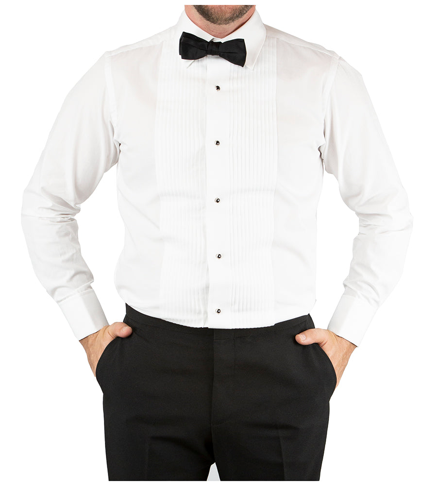 Sir Gregory Men's Regular Fit Tuxedo Shirt 100% Cotton Laydown Collar French Cuff 1/4 Inch Pleat