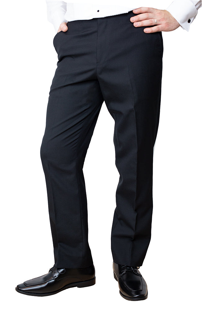 Sir Gregory Men's Fitted Flat Front Tuxedo Pants Formal Satin Stripe Trousers with Adjustable Waistband