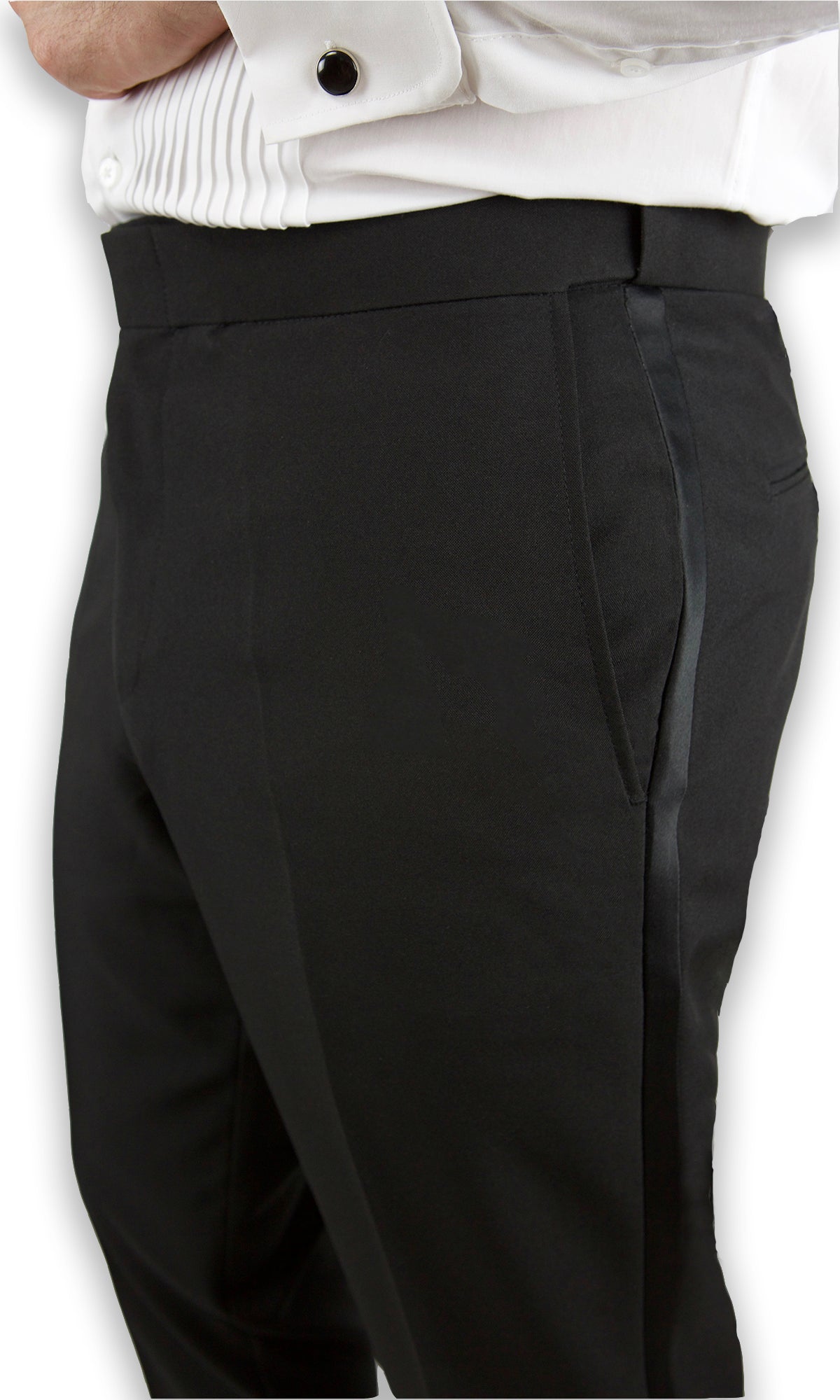 Sir Gregory Men's Fitted Flat Front Tuxedo Pants Formal Satin Stripe Trousers with Expandable Waistband