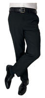 Sir Gregory Men's Fitted Flat Front Dress Pants in Black with Expandable Waistband