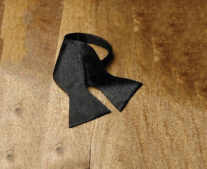 Sir Gregory 100% Silk Untied Satin Tie-to-Tie Bow Tie in Solid Black