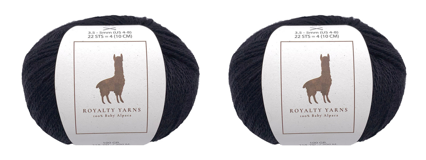 100% Baby Alpaca Yarn - Royalty Yarns Extra Soft Worsted #4 Baby Alpaca 4 Ply Yarn for Knitting, Crocheting and Weaving 200 Grams