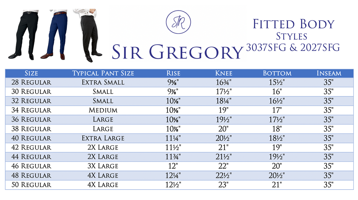 Sir Gregory Men's Fitted Flat Front Dress Pants in Black with Expandable Waistband