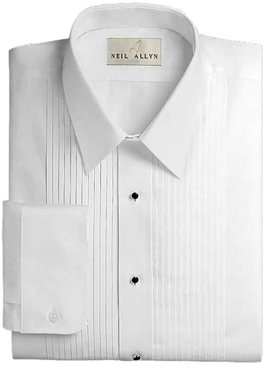 Neil Allyn Slim Fit Laydown Collar Tuxedo Shirt in a Polycotton Blend with 1/4" Pleats and Barrel Cuffs