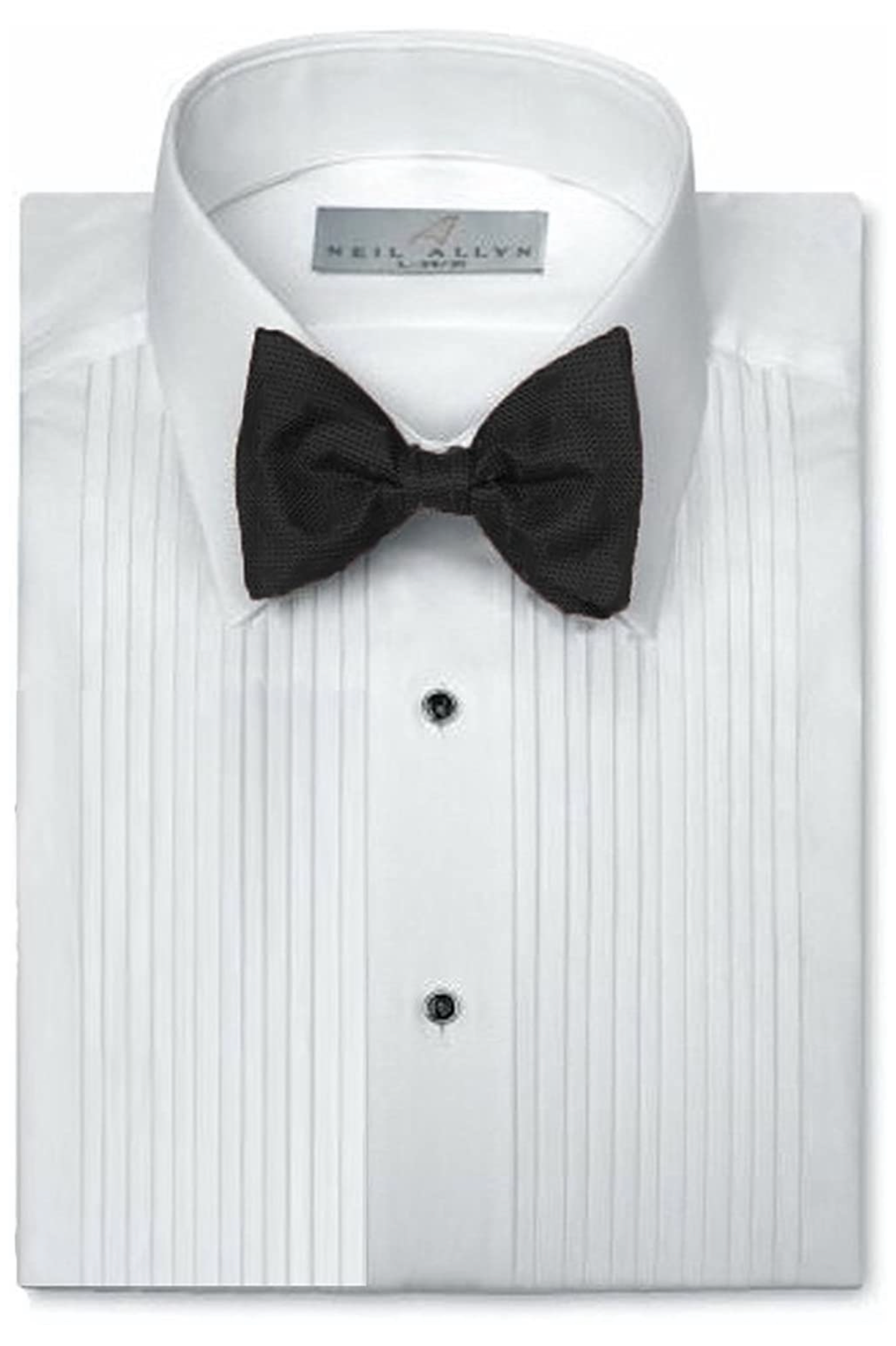 Neil Allyn Slim Fit Laydown Collar Tuxedo Shirt in a Polycotton Blend with 1/4" Pleats and Barrel Cuffs