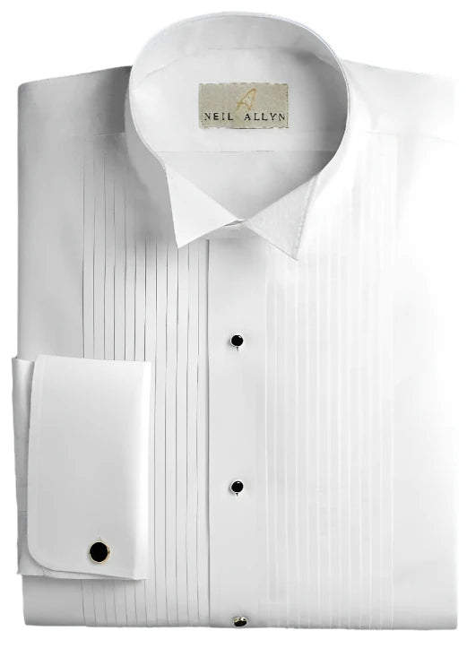 Neil Allyn Regular Fit Tuxedo Shirt 100% Cotton Wing Collar with 1/4" Pleats and French Cuffs