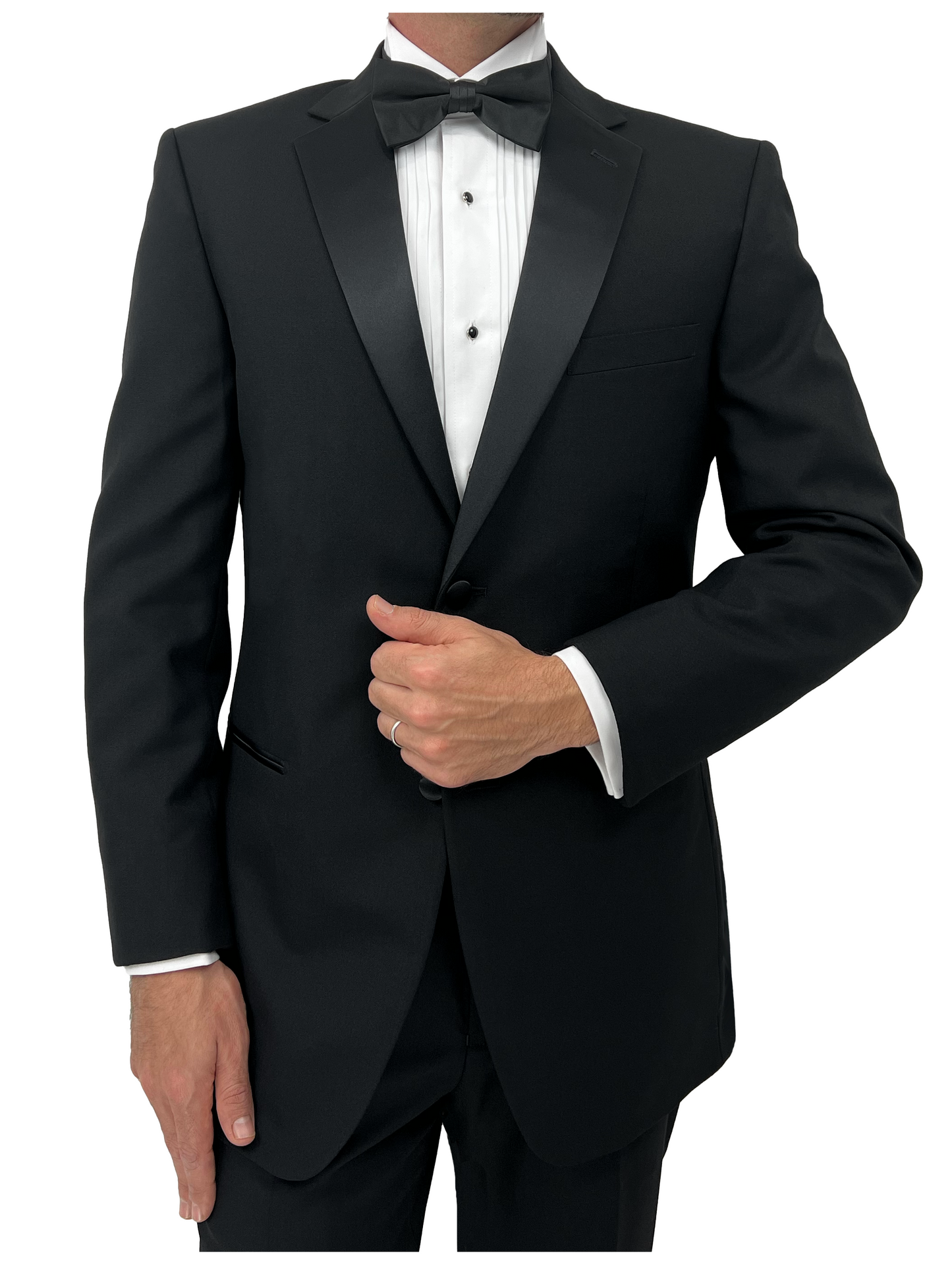 Sir Gregory Fitted Black Notch Lapel Wool Tuxedo Set