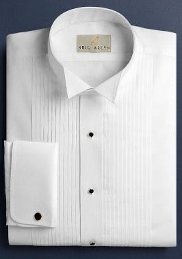 Neil Allyn Slim Fit Tuxedo Shirt 100% Cotton Wing Collar with 1/4" Pleats and French Cuffs