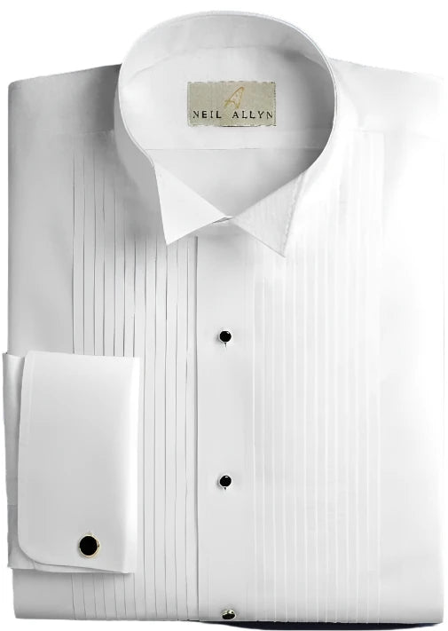 Neil Allyn Slim Fit Tuxedo Shirt 100% Cotton Wing Collar with 1/4" Pleats and French Cuffs