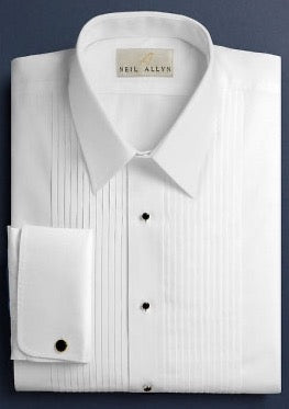 Neil Allyn Slim Fit Tuxedo Shirt 100% Cotton Laydown Collar with 1/4" Pleats and French Cuffs
