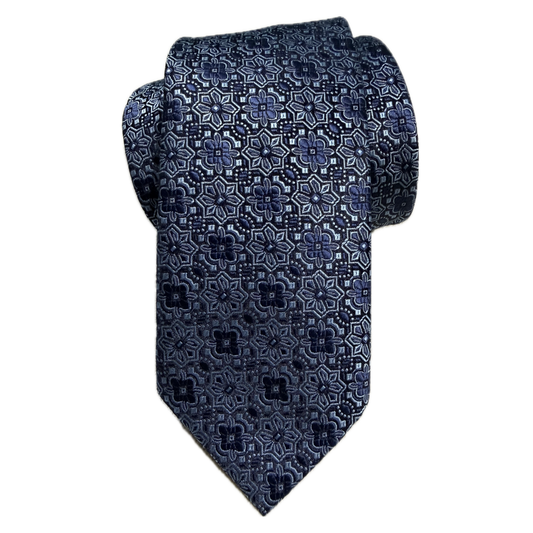 Couture 1910 Four-In-Hand Woven Floral Medallion Neck Tie