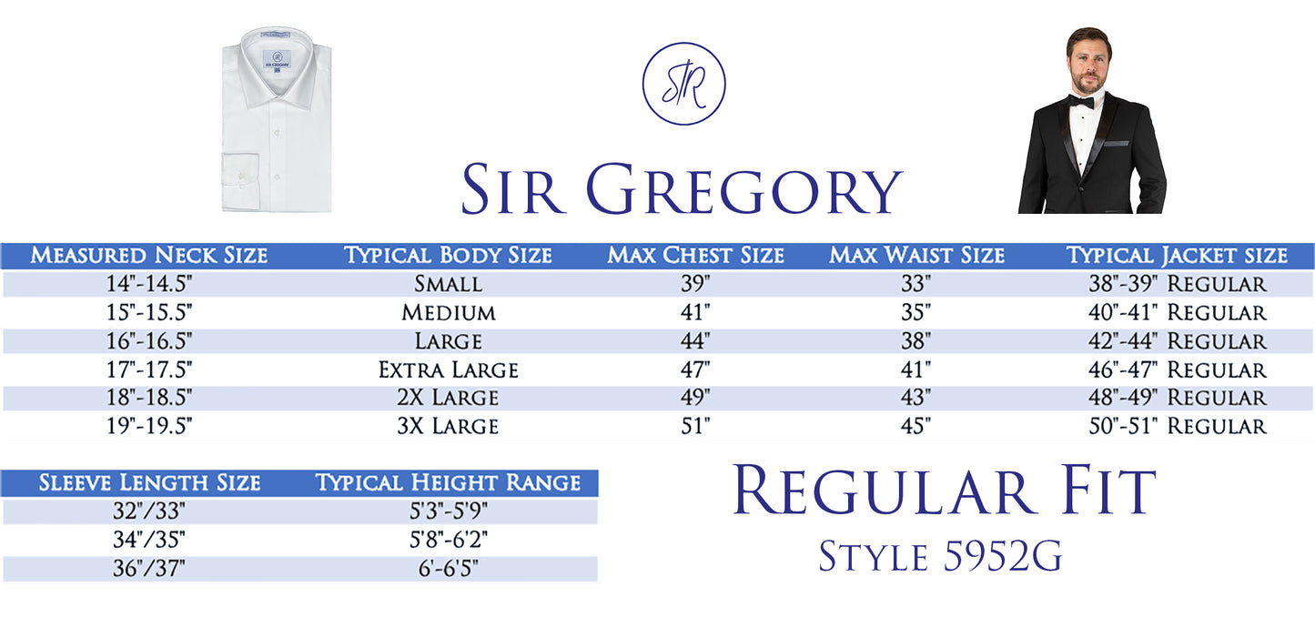 Sir Gregory Men's Regular Fit Solid Twill Tuxedo Dress Shirt