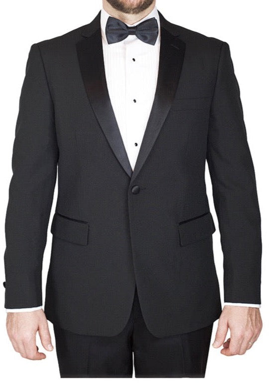 Sir Gregory Men's Fitted Tuxedo Jacket One-Button Tux Blazer with Satin Notch Lapel