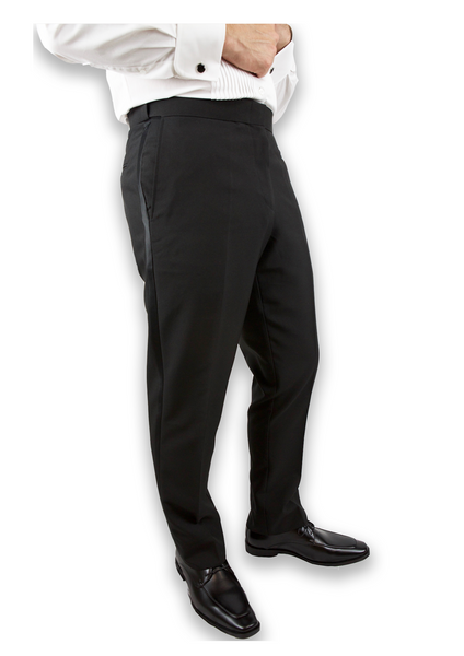 Sir Gregory Men's Fitted Flat Front Tuxedo Pants Formal Satin Stripe Trousers with Expandable Waistband