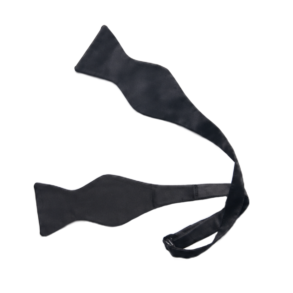 Sir Gregory 100% Silk Untied Satin Tie-to-Tie Bow Tie in Solid Black