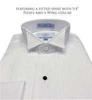 Sir Gregory Men's Fitted Tuxedo Shirt with Wing Collar French Cuffs and 1/4 Inch Pleat