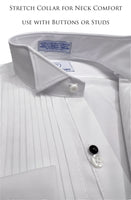 Sir Gregory Men's Fitted Tuxedo Shirt with Wing Collar French Cuffs and 1/4 Inch Pleat