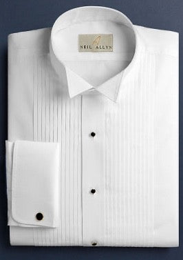 Neil Allyn Regular Fit Tuxedo Shirt 100% Cotton Wing Collar with 1/4" Pleats and French Cuffs