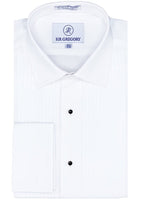 Sir Gregory Men's Regular Fit Tuxedo Shirt 100% Cotton Laydown Collar French Cuff 1/4 Inch Pleat