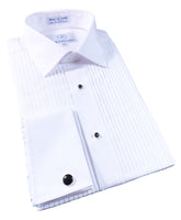 Sir Gregory Men's Regular Fit Tuxedo Shirt 100% Cotton Laydown Collar French Cuff 1/4 Inch Pleat