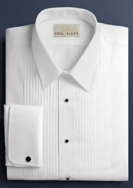 Neil Allyn Regular Fit Tuxedo Shirt 100% Cotton Laydown Collar with 1/4" Pleats and French Cuffs